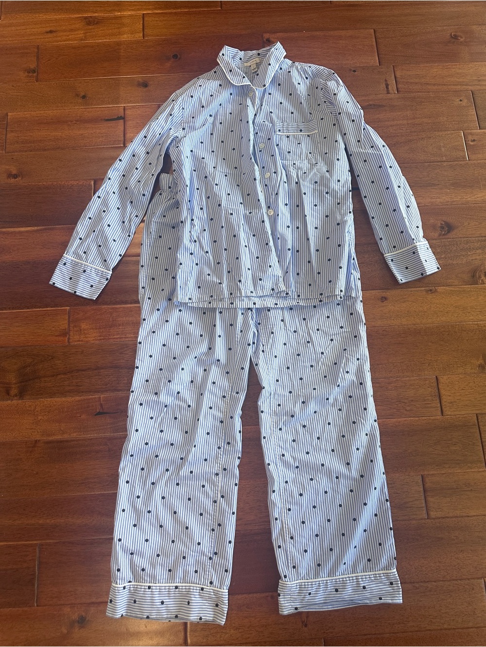J. Crew Blue and Navy Striped Dot Pajama Set